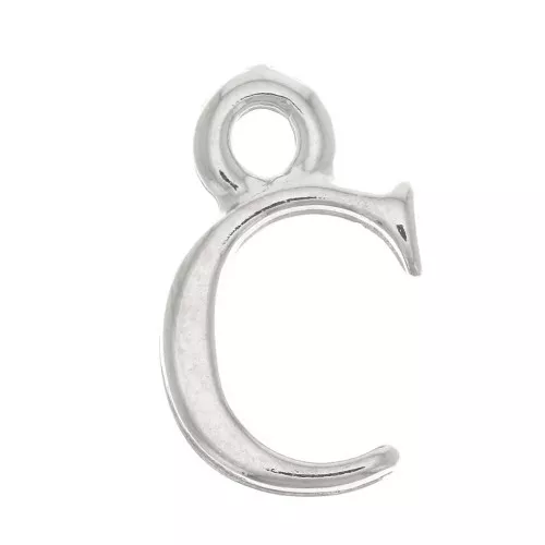 Dije letra alfabeto 13.5 mm con anilla cerrada - C - Rodiado x1