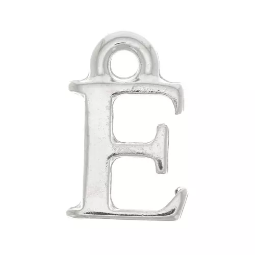 Dije letra alfabeto 13 mm con anilla cerrada - E - Rodiado x1