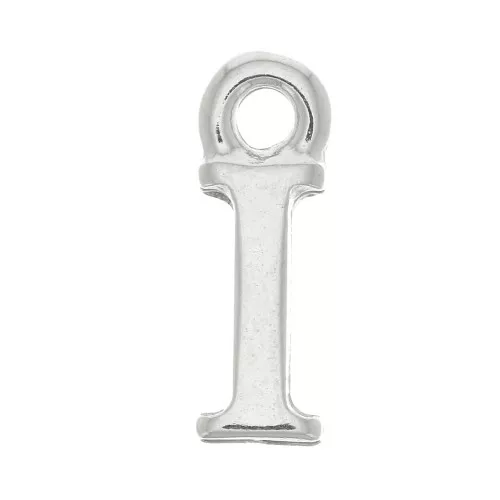 Dije letra alfabeto 13 mm con anilla cerrada - I - Rodiado x1