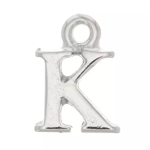 Dije letra alfabeto 14 mm con anilla cerrada - K - Rodiado x1