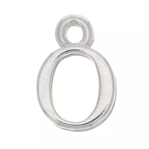 Dije letra alfabeto 13 mm con anilla cerrada - O - Rodiado x1