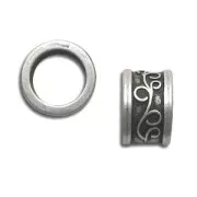 Cuenta pasante para Cordón 11 mm Chapado Plateado envejecido x1