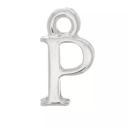 Dije letra alfabeto 13 mm con anilla cerrada - P - Rodiado x1