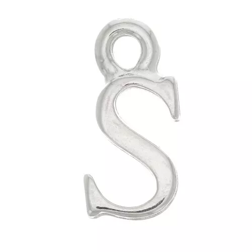 Dije letra alfabeto 14 mm con anilla cerrada - S - Rodiado x1