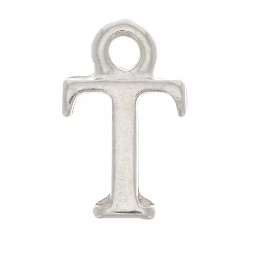 Dije letra alfabeto 13.5 mm con anilla cerrada - T - Rodiado x1