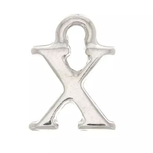 Dije letra alfabeto 13 mm avec anneau - X - Rodiado x1