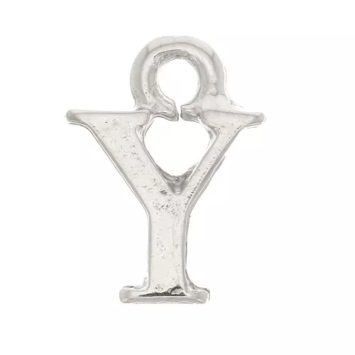 Dije letra alfabeto 13 mm con anilla cerrada - Y - Rodiado x1
