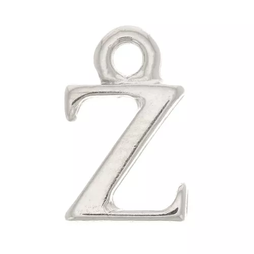 Dije letra alfabeto 13 mm con anilla cerrada - Z - Rodiado x1