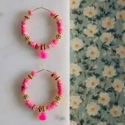 Perles rondelles Heishi - Régalite teñida 6x3 mm - Rosa x20