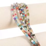 Heishi cuentas de tubo 4.5x4mm - mezcla de piedras preciosas - Multicolor x37cm