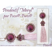 Cabuchón redondo de cristal by Puca® 18 mm Purple Metallic Mat x1