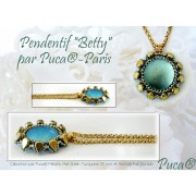 Cabuchón redondo de vidrio por Puca® 25 mm Green Turquoise Metallic Mat x1