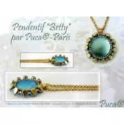 Cabuchón redondo de vidrio por Puca® 25 mm Green Turquoise Metallic Mat x1