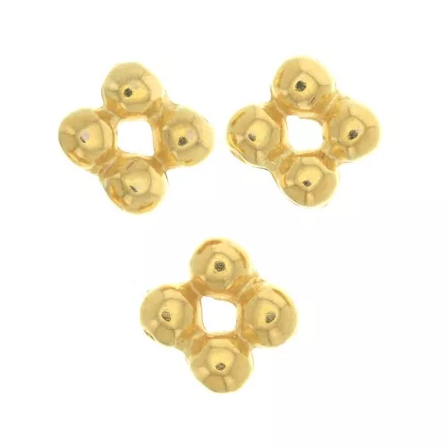 Cuentas arandelas forma flor 7 mm - Dorado con oro fino x6