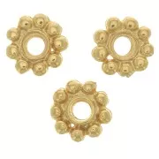Cuentas arandelas forma flor 10 mm - Dorado con oro fino x6