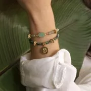 Cuentas arandelas forma flor 10 mm - Dorado con oro fino x6