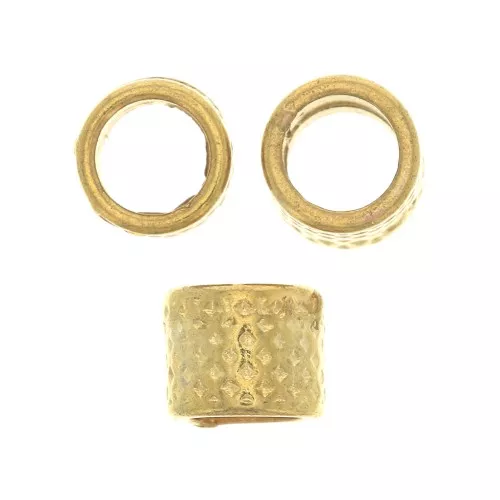 Cuentas tubos bonitos estampados 5x4 mm - Dorado con oro fino x5