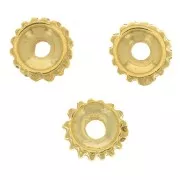 Cuentas arandelas a rayas 7 mm - Dorado con oro fino x6