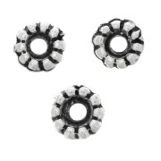 Cuentas arandelas 5 mm - Plateado envejecido x5