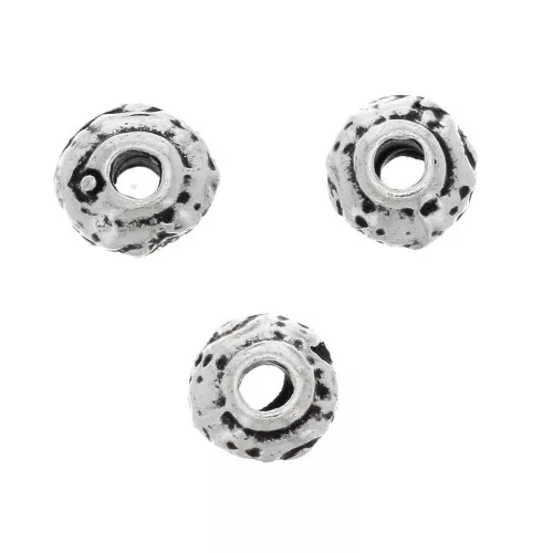 Cuentas arandelas irregulares 5 mm - Plateado envejecido x5