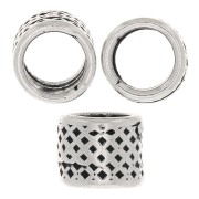 Cuentas tubos trabajados 5x4 mm - Plateado envejecido x5