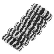 Cuentas arandelas a rayas 7 mm - Plateado envejecido x6