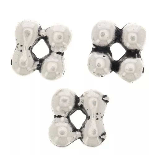 Cuentas arandelas forma flor 7 mm - Plateado envejecido x6