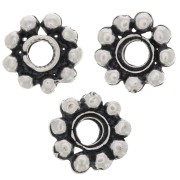 Cuentas arandelas forma flor 10 mm - Plateado envejecido x6|raw }}