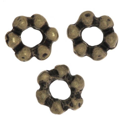 Cuentas arandelas forma flor 6 mm - Bronce x5
