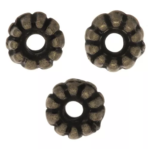 Cuentas arandelas bonitos estampados 5 mm - Bronce x5