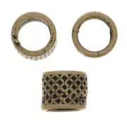 Cuentas tubos bonitos estampados 5x4 mm - Bronce x5