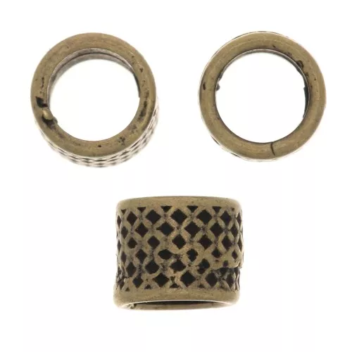 Cuentas tubos bonitos estampados 5x4 mm - Bronce x5