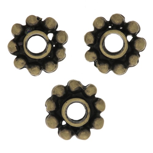 Cuentas arandelas forma flor 10 mm - Bronce x6