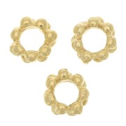 Cuentas arandalas flor 6x3 mm - Dorado con oro fino x10