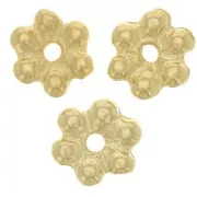 Cuentas arandalas flor 6 pétalos - 10 mm - Dorado con oro fino x6