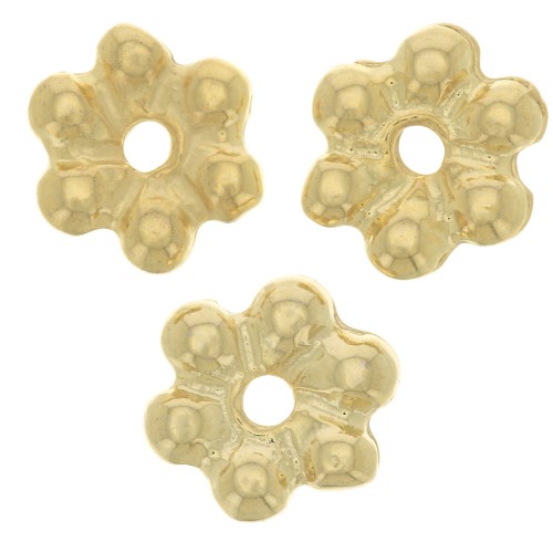 Cuentas arandalas flor 6 pétalos - 10 mm - Dorado con oro fino x6