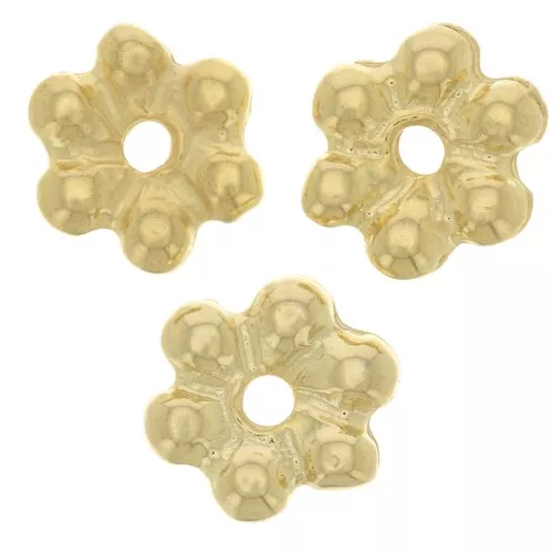 Cuentas arandalas flor 6 pétalos - 10 mm - Dorado con oro fino x6