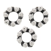 Cuentas arandalas flor 6x3 mm - Plateado envejecido x10|raw }}