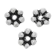 Cuentas arandalas flor 6 pétalos - 10 mm - Plateado envejecido x6