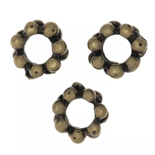 Cuentas arandelas flor 6x3 mm - Bronce x10