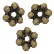 Cuentas arandelas flor 6 pétalos - 10 mm - Bronce x6
