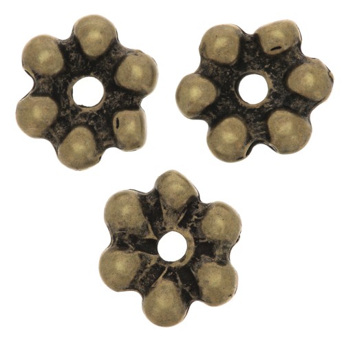 Cuentas arandelas flor 6 pétalos - 10 mm - Bronce x6