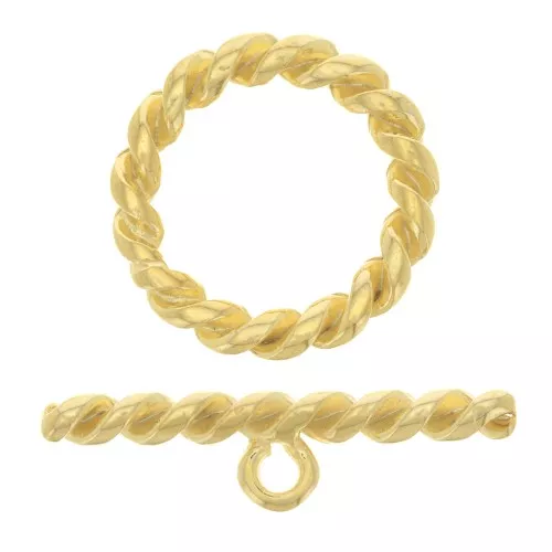 Cierre T trenzado para pulsera o collar de 27 mm - Chapado en oro x1