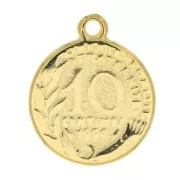 Colgante moneda 10 céntimos 22x18 mm - Dorao con oro fino x1