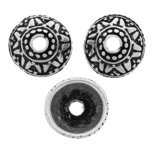 Casquillas bonitos estampados 11 mm - Plateado envejecido x6