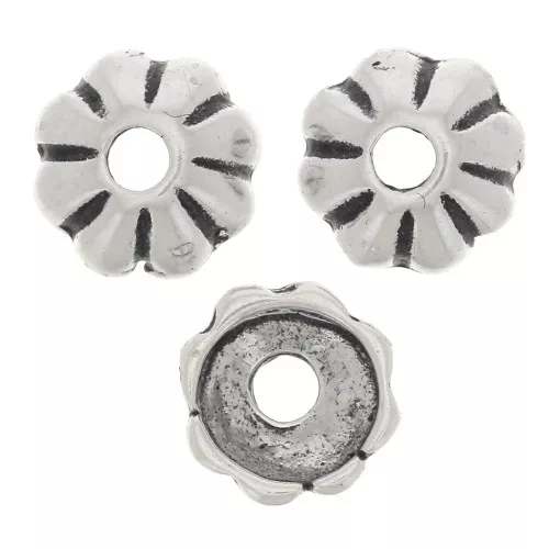 Casquillas a rayas 6 mm - Plateado envejecido x6