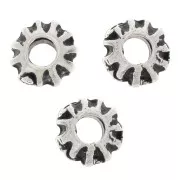 Cuentas redondas aplanadas a rayas 5x4 mm - Plateado envejecidox10