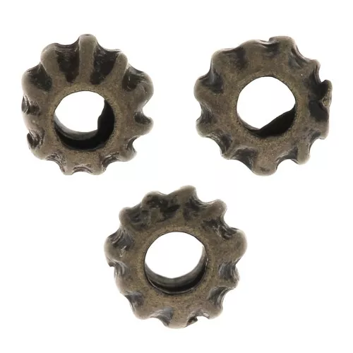 Cuentas redondas aplanadas a rayas 5x4 mm - Bronce x10