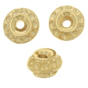 Cuentas arandelas trabajadas 8x5 mm - Chapado en oro x5