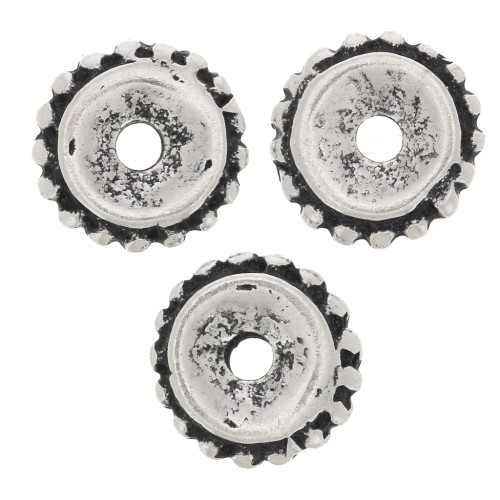 Cuentas arandelas con bolas 9 mm - Plateado envejecidox6